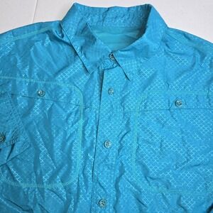REEL LEGENDS Men's Large Teal Blue Vented Long Sleeve Fishing‎ Shirt -1089